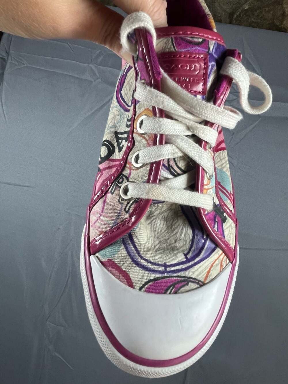 COACH Barret Poppy Love Design Fuchsia Pink Patent Leather Trim Y2K VTG  Casual - Picture 9 of 10